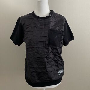 LRG black quilted nylon & knit short sleeve top